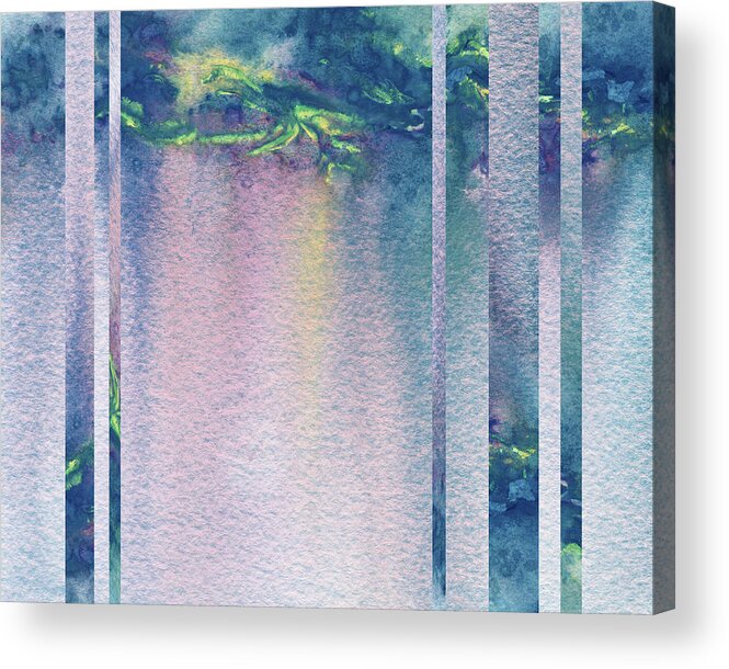 Mist Acrylic Print featuring the painting Mystic Rain Abstract Modern Decor Watercolor IX by Irina Sztukowski