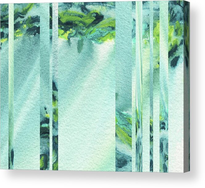 Green Acrylic Print featuring the painting Mystic Rain Abstract Modern Decor Watercolor VII by Irina Sztukowski