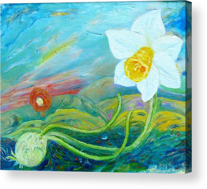 Narcissus Acrylic Print featuring the painting Narcissus by Elzbieta Goszczycka