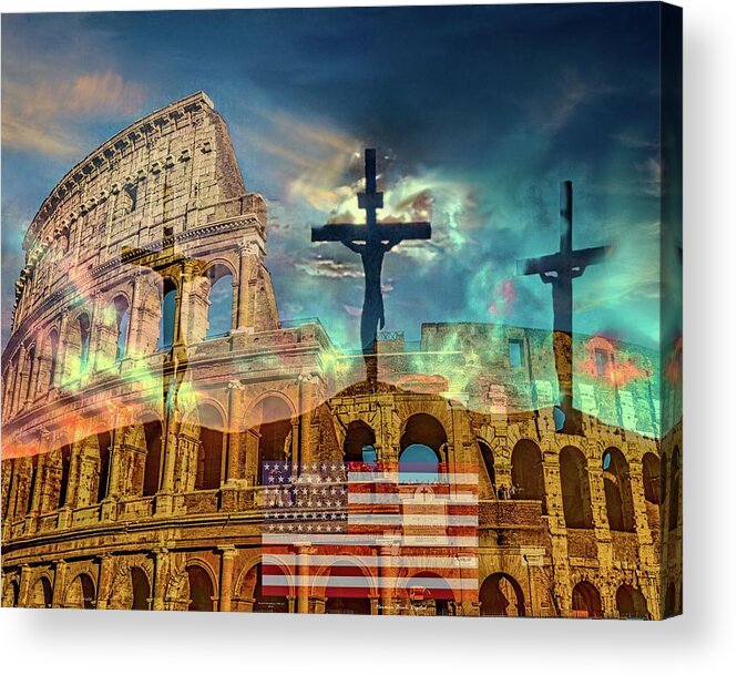 Jesus Acrylic Print featuring the digital art Nations Rise and Fall by Norman Brule