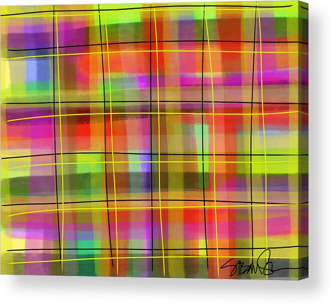 Plaid Acrylic Print featuring the digital art Neon Plaid by Susan Fielder