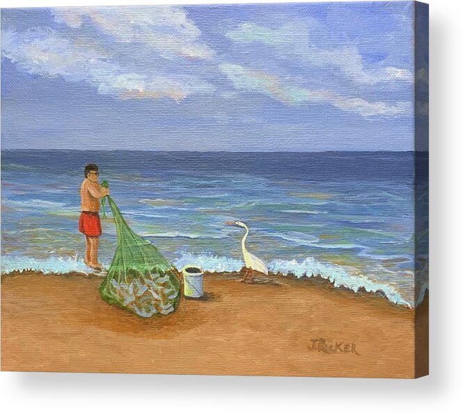Casting Acrylic Print featuring the painting Net Profit by Jane Ricker