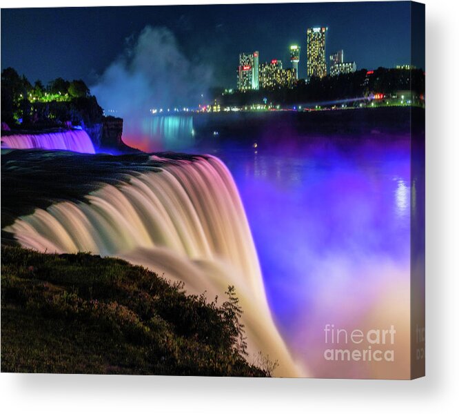 Niagara Falls Acrylic Print featuring the photograph Niagara Falls in evening by Izet Kapetanovic