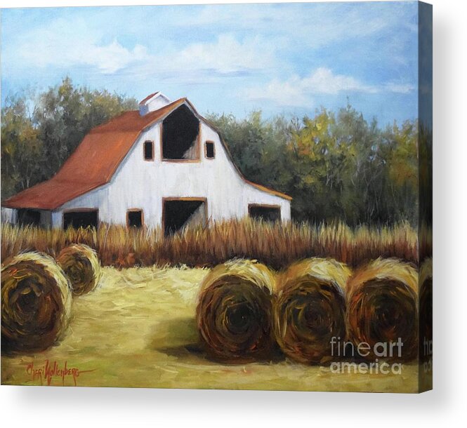 Barn Painting Acrylic Print featuring the painting Okemah Barn by Cheri Wollenberg