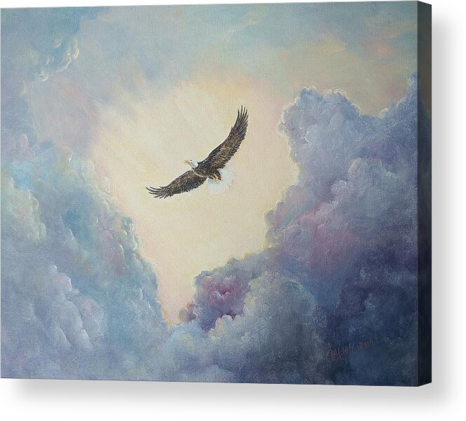 Eagles Acrylic Print featuring the painting On Eagles' Wings by ML McCormick