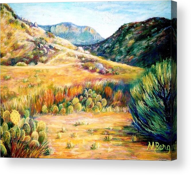 Landscape Acrylic Print featuring the pastel Open Space East of Albuquerque by Marian Berg