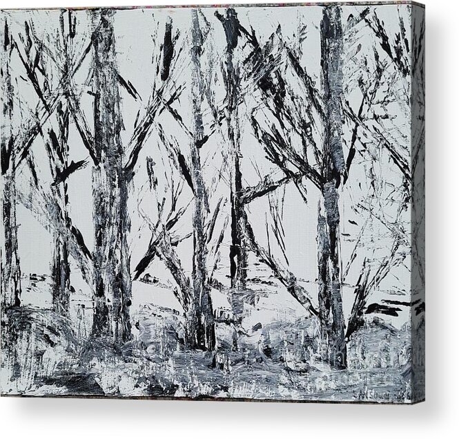  Acrylic Print featuring the painting Oregon Birch Trees, View from Train, 2019 by Mark SanSouci