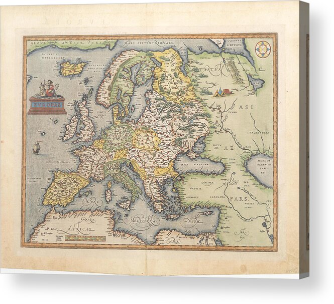 Map Acrylic Print featuring the painting ORTELIUS Europae by MotionAge Designs