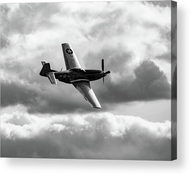 P-51 Acrylic Print featuring the photograph P-51 Mustang BW by Flees Photos