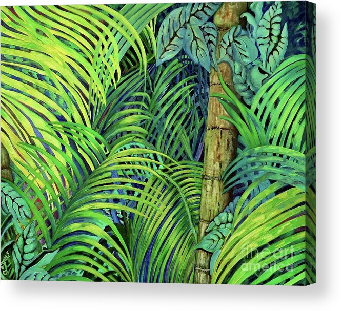 Trees Acrylic Print featuring the painting Palm Leaves by Caroline Street