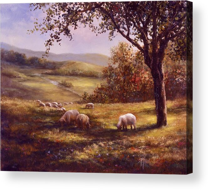 Country Landscape Acrylic Print featuring the painting Peaceful Pasture by Lynne Pittard