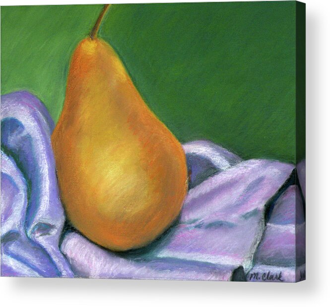 Still Life Acrylic Print featuring the pastel Pear in Repose by MaryJo Clark