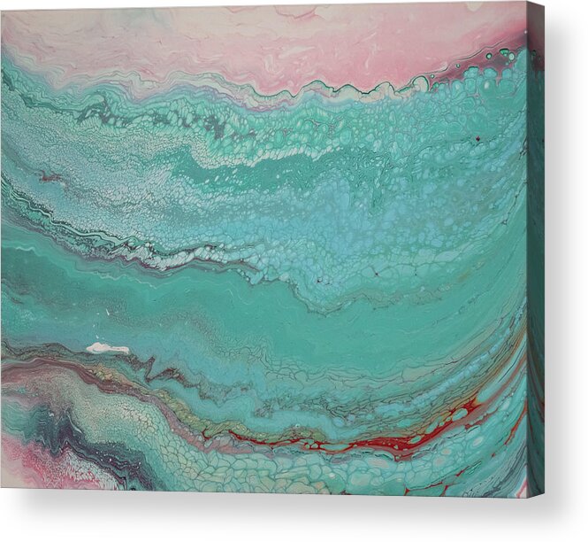 Pour Acrylic Print featuring the mixed media Pink Sea by Aimee Bruno