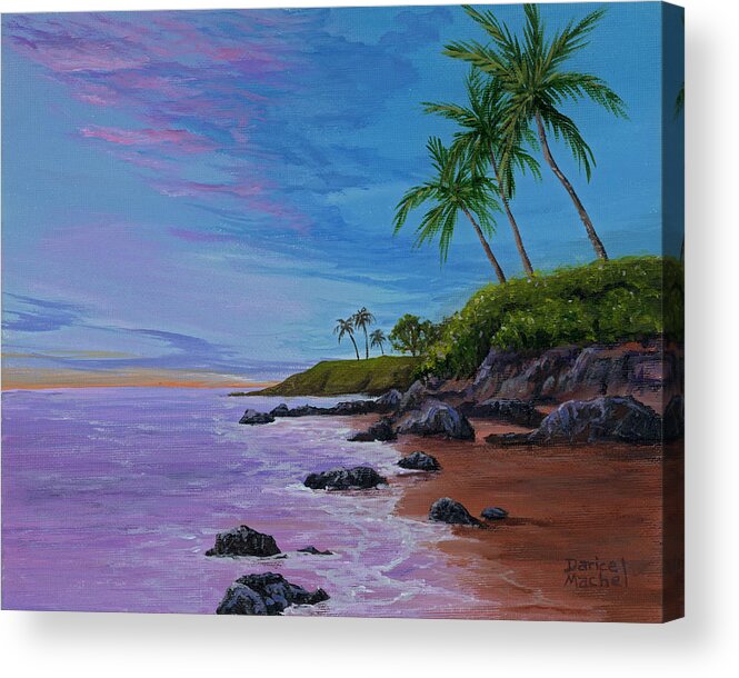 Seascape Acrylic Print featuring the painting Pink Sunset by Darice Machel McGuire