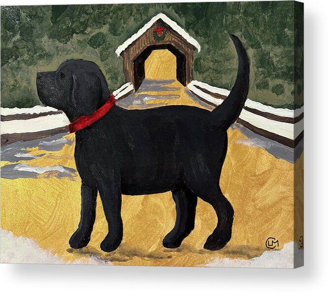 Labrador Acrylic Print featuring the painting Porter Pup by Lisa Curry Mair