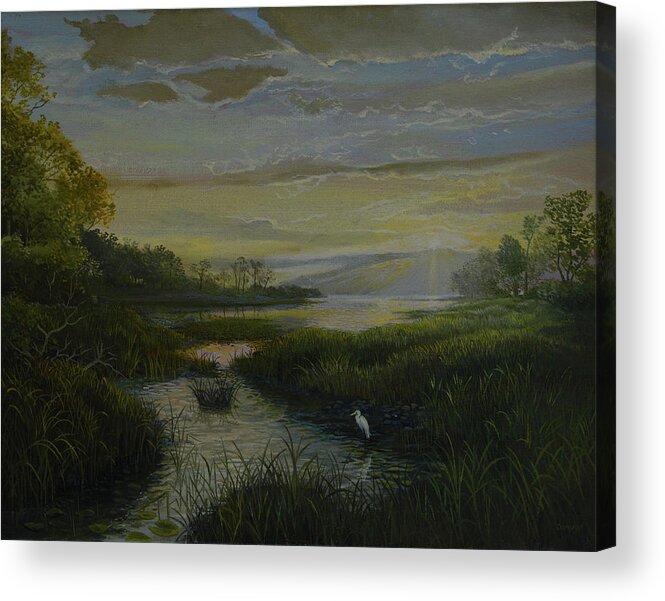 Oil Acrylic Print featuring the painting Presque Isle Bay by Charles Owens