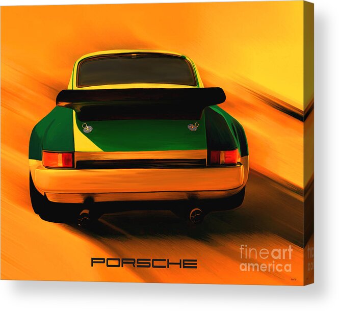 Porsche Acrylic Print featuring the digital art Racing Porsche by Rand Herron