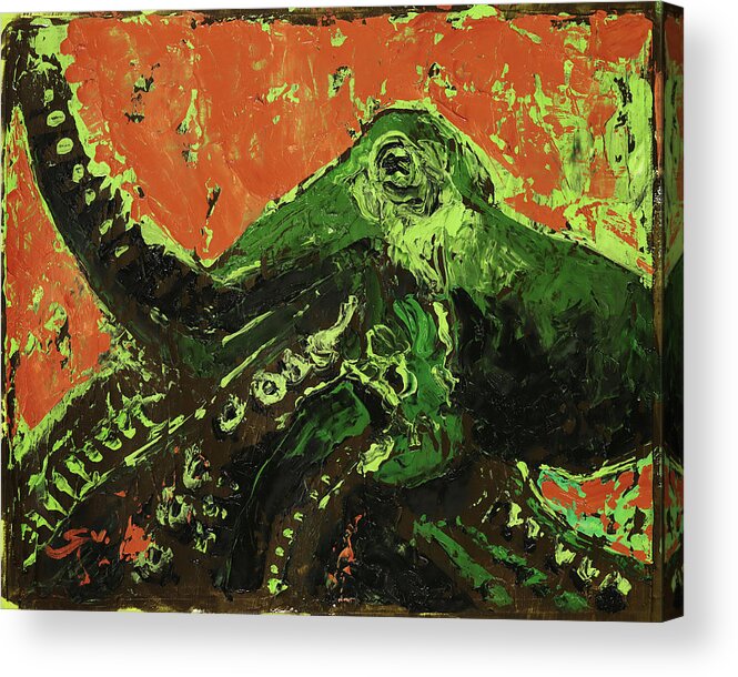 Octopus Acrylic Print featuring the painting Radioactive Octopus by Sv Bell