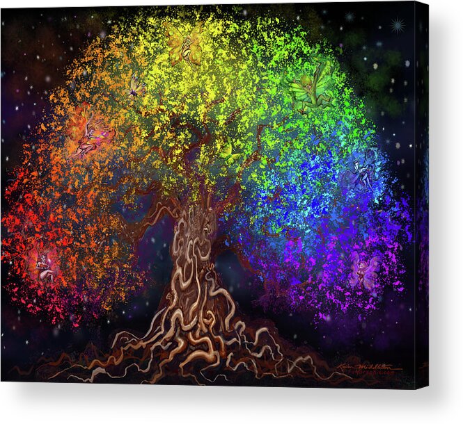Rainbow Acrylic Print featuring the digital art Rainbow Tree of Life by Kevin Middleton