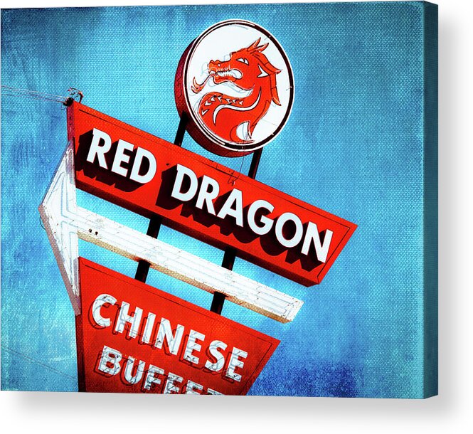 Red Dragon Acrylic Print featuring the photograph Red Dragon Neon Sign by Sonja Quintero