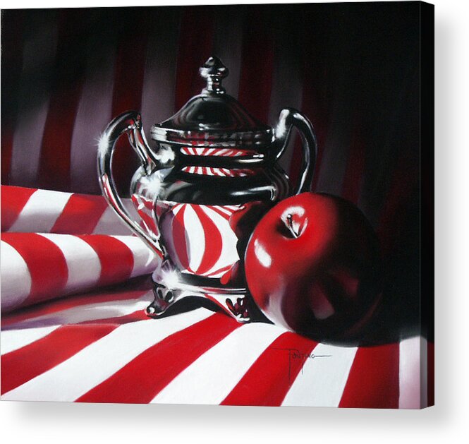 Apple Acrylic Print featuring the pastel Red White And Apple by Dianna Ponting