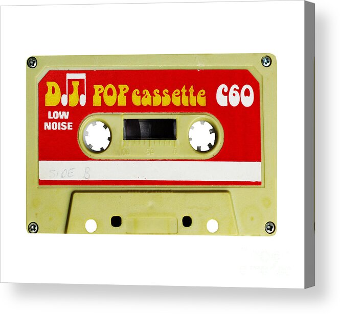 Pop Acrylic Print featuring the photograph retro pop music cassette DJ recording tape side B 1970s style by Tom Conway