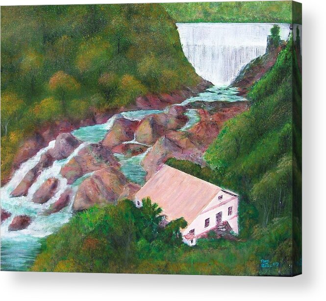 River Scene Acrylic Print featuring the painting River Scene by Tony Rodriguez