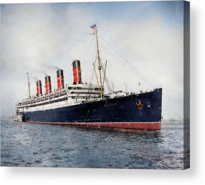 Steamer Acrylic Print featuring the digital art R.M.S. Aquitania - The Ship Beautiful by Geir Rosset
