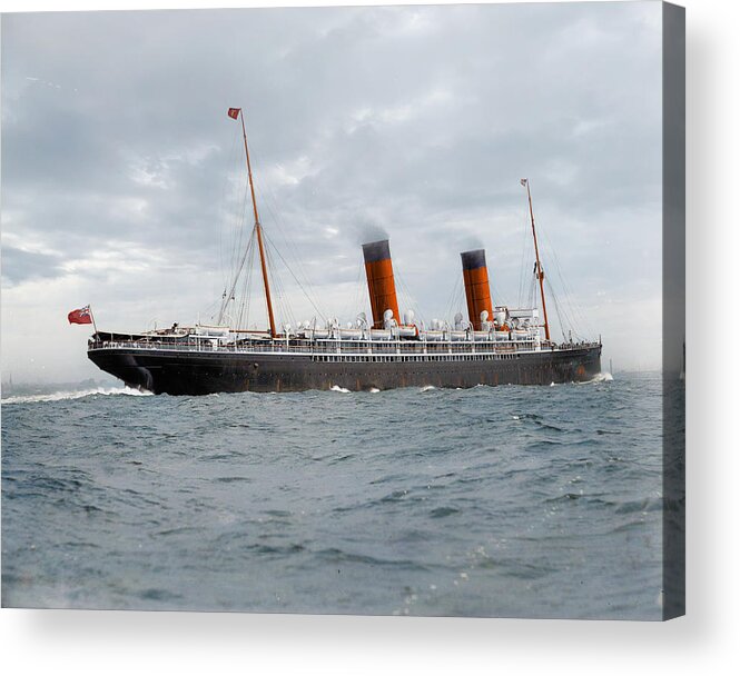 Steamer Acrylic Print featuring the digital art R.M.S. Lucania by Geir Rosset
