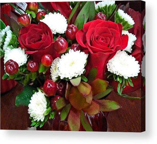 Roses Acrylic Print featuring the photograph Roses and Cherries by Andrew Lawrence