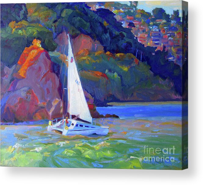 Sail Boat Acrylic Print featuring the painting Rounding Fort Baker by John McCormick