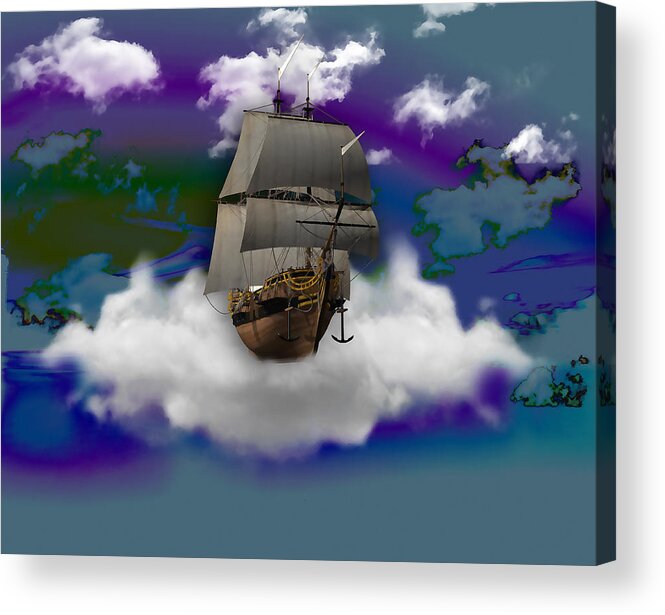 Sailing Acrylic Print featuring the mixed media Sailing Ship by Marvin Blaine