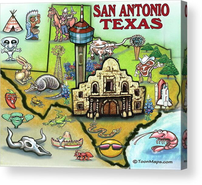 San Antonio Acrylic Print featuring the digital art San Antonio Texas by Kevin Middleton