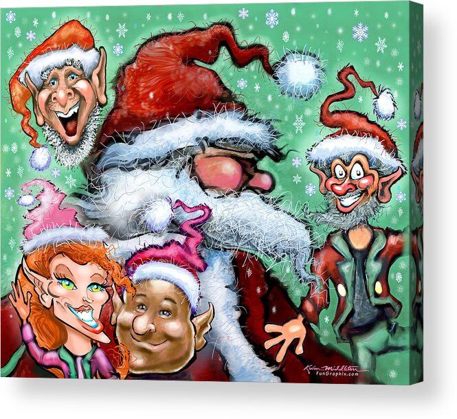Santa Acrylic Print featuring the digital art Santa and his Elves by Kevin Middleton