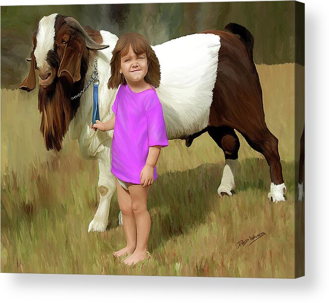 Pet Portrait Acrylic Print featuring the mixed media Sarah and Billy by David Wagner