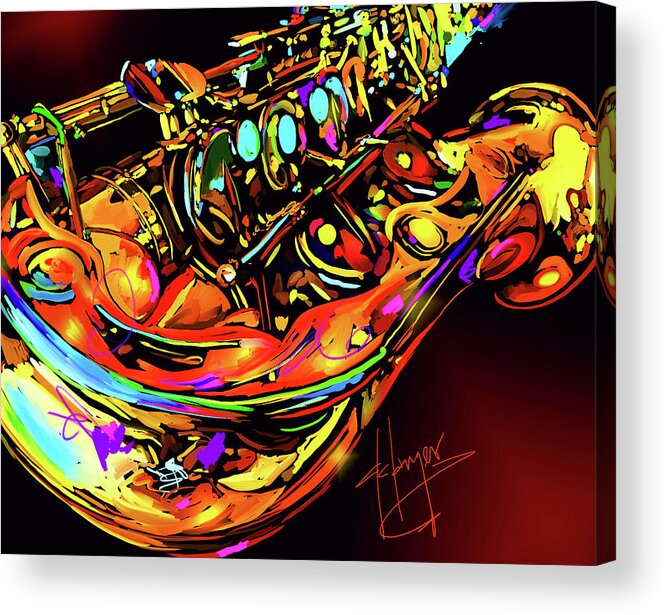 Sax4 Acrylic Print featuring the painting Saxophone 4 by DC Langer