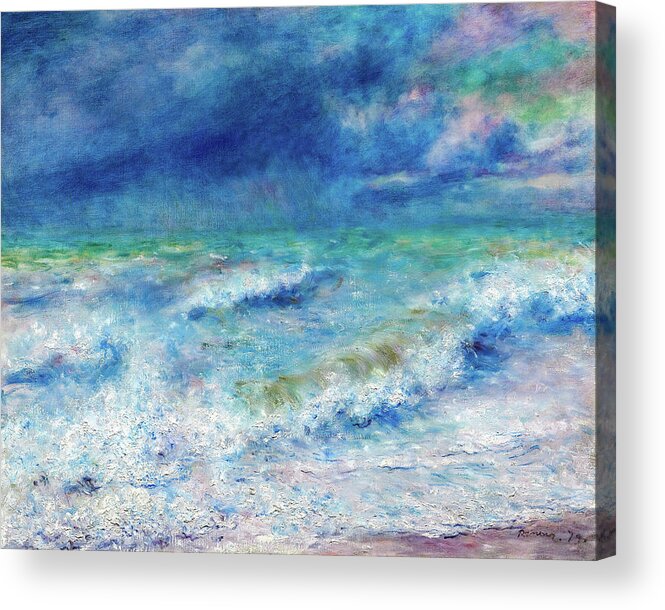 French Acrylic Print featuring the painting Seascape 1897 by Pierre-Auguste Renoir
