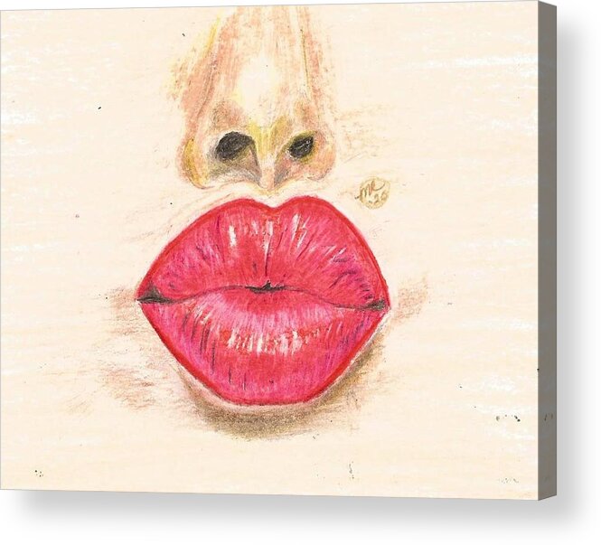 Sexy Red Lips Acrylic Print featuring the painting Sexy Red Lips by Monica Resinger