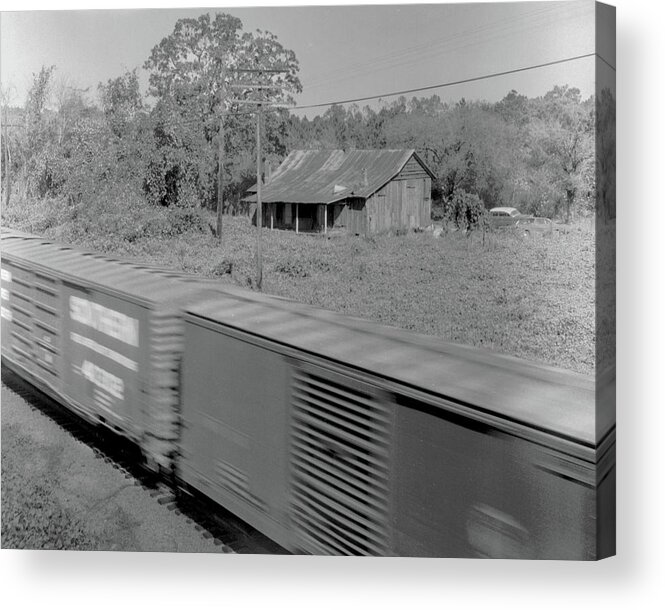 Lovejoy Acrylic Print featuring the photograph Shack and train by John Simmons