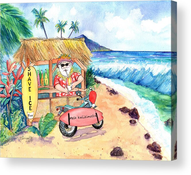 Santa Acrylic Print featuring the painting Shave Ice Santa by Marionette Taboniar