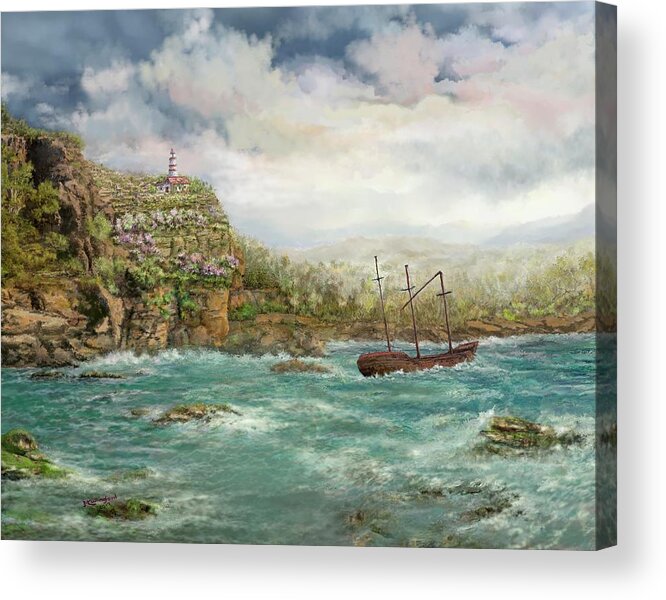 Landscape Acrylic Print featuring the digital art Shipwreck Shoal by Marilyn Cullingford