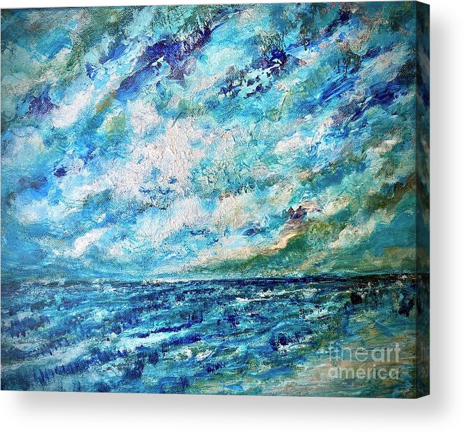 Sea Acrylic Print featuring the painting Silver Sea by Francelle Theriot