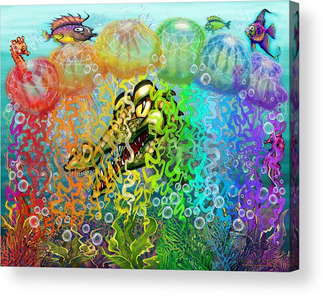Aquatic Acrylic Print featuring the digital art Smile of the Crocodile by Kevin Middleton