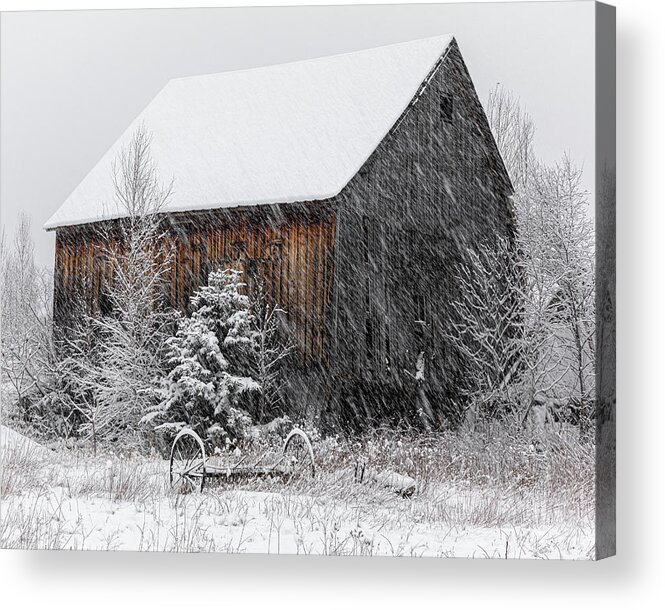 Maine Acrylic Print featuring the photograph Snowy Barn by Colin Chase