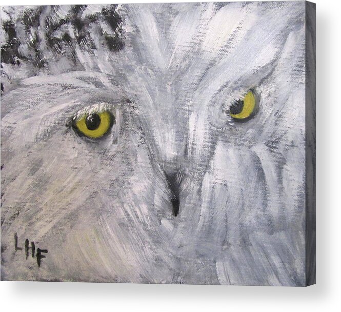 Owl Acrylic Print featuring the painting Snowy Owl by Linda Feinberg