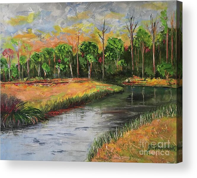 Southern Acrylic Print featuring the painting Southern sunset by Maria Karlosak
