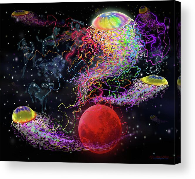 Space Acrylic Print featuring the digital art Cosmic Connections by Kevin Middleton