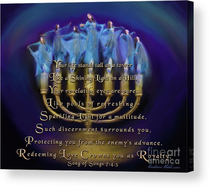 Menorah Acrylic Print featuring the digital art Sparkling Light by Constance Woods