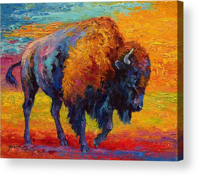 Bison Acrylic Print featuring the painting Spirit Of The Prairie by Marion Rose