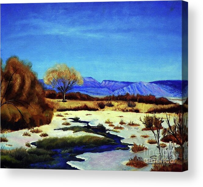 Wintery Acrylic Print featuring the painting Spring Runoff by Sherril Porter